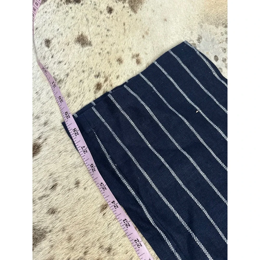 REFORMATION NEW Navy Linen Striped Trouser Pants‎ Size 6